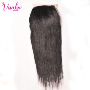 Vanlov Brazilian Straight Human Hair Closure 4x4 Free Part 120% Density Swiss Lace Closure Non Remy Hair Free Shipping