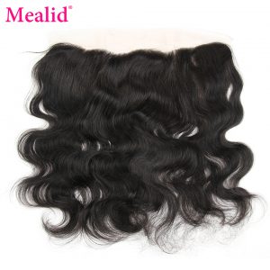 [Mealid] Brazilian Body Wave Lace Frontal Non-remy Natural Color 8"-20" Human Hair Closure Free Shipping