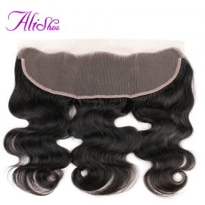 Alishes Hair Brazilian Body Wave Hair Lace Frontal Ear to Ear Bleached Knots Free Part Non Remy Human Hair 8-22 inch