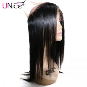 UNICE HAIR 360 Lace Frontal Closure Brazilian Straight Hair 10-20" 1 Piece Free Part Human Hair Closure Swiss Lace Non-Remy Hair
