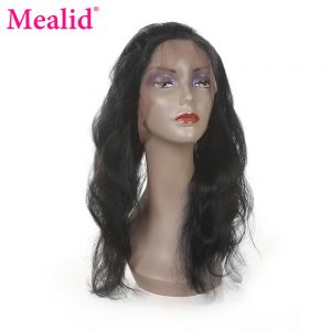 [Mealid] Brazilian Body Wave Pre Plucked 360 Lace Frontal With Baby Hair 10"-20" Natural Color Non-remy Human Hair Closure