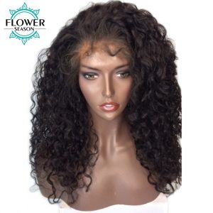 FlowerSeason 13*6 Deep Part Brazilian Kinky Curly Lace Front Human Hair Wigs With Baby Hair For Black Women Non Remy Pre Plucked