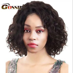 Gossip Bob Lace Front Human Hair Wigs Brazilian Curly Short Bob Wigs For Black Women 150 Density 6 inch Swiss Lace Wig Non Remy