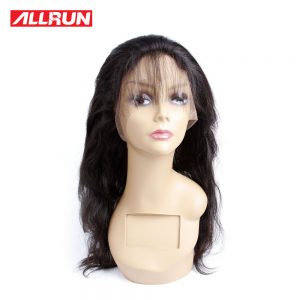 ALLRUN Brazilian Body Wave 360 Lace Frontal Band Non-Remy Hair Full Lace Closure 100% Natural Color Human Hair Free Shipping