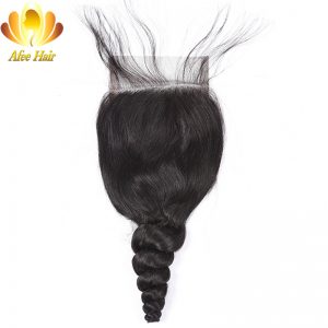 Ali Afee Brazilian Loose Wave Lace Closure With Baby Hair 4*4 Non-remy Human Hair Closure 130% Density 8''-20'' Free Shipping