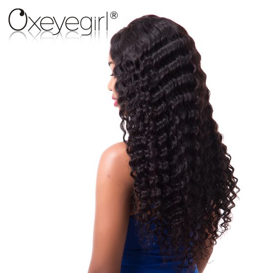 Oxeye girl Lace Front Human Hair Wigs With Baby Hair Deep Wave Brazilian Hair Wigs For Black Women Natural Black None Remy Hair