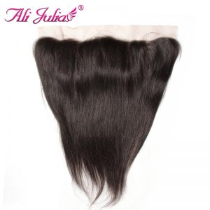 Ali Julia Hair 13''*4'' Brazilian Straight Frontal 10''-20'' Human Hair Ear to Ear Lace Frontal Free Part Non Remy 120% Density