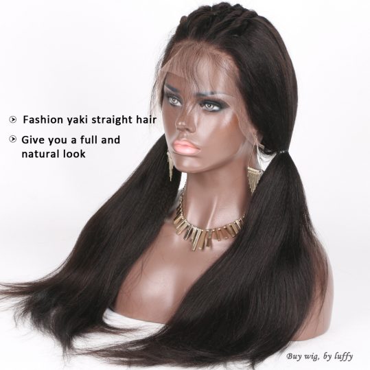 Luffy Light Yaki Straight Full Lace Human Hair Wigs For Black Women Pre Plucked Hairline Non Remy Brazilian Hair Natural Color
