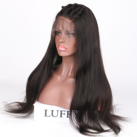 Luffy Light Yaki Straight Full Lace Human Hair Wigs For Black Women Pre Plucked Hairline Non Remy Brazilian Hair Natural Color