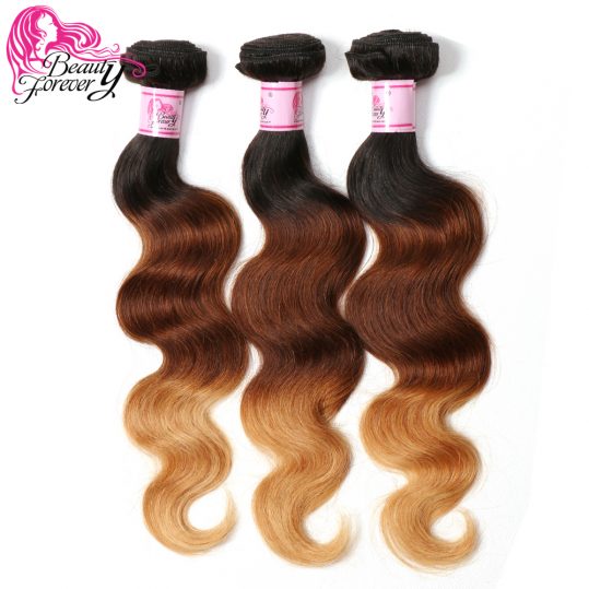 Beauty Forever Ombre Brazilian Body Wave Hair Weaving 100% Non Remy Human Hair Weave Bundles Color T1B/4/27 Free Shipping