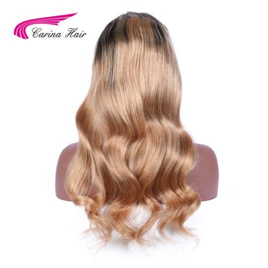 Carina Hair 150% Density Human Hair Full Lace Wigs Wavy Ombre 1b 27 Color Brazilian no remy Long Hair Wigs For Black Women