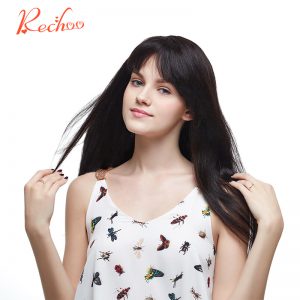 Rechoo Straight Brazilian Non-remy Hair #1B Natural Black Color 100% Human Hair Clip In Extensions 100 Gram 16 18 20 inches