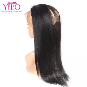 Yelo Pre Plucked 360 Lace Frontal With Baby Hair 100% Non Remy Brazilian Human Hair Straight Natural Black Color 8-18inch