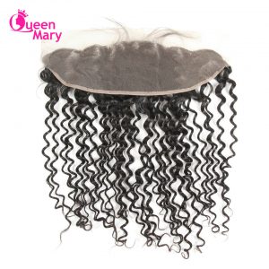 Queen Mary Ear To Ear Lace Frontal Closure Non-Remy Hair Brazilian Deep Wave Lace Frontal With Baby Hair 100% Human Hair