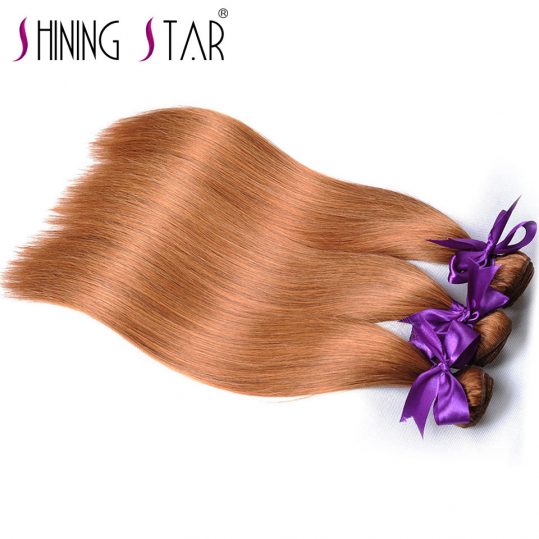 Blonde Color 30 Brazilian Hair Weave Bundles Straight Human Hair 10-26 Inch Full Shining Star Non Remy Hair Extension 1Pc Thick