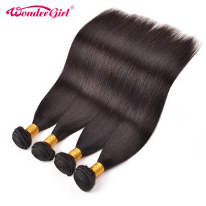 Wonder girl Straight Brazilian Hair Weave Bundles 100% Human Hair Bundles Non Remy Hair Extension 1PC Natural Color