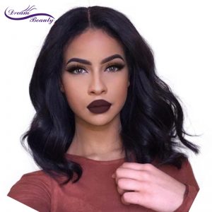 dream beauty Lace Front Human Hair Wigs For Black Women Body Wave Brazilian Non Remy Hair 150% Density Bob Wig Middle Part Wig