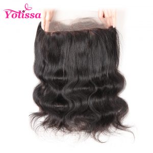 Yolissa Pre Plucked 360 Lace Frontal Closure Brazilian Body Wave Human Hair 22.5*4*2 Natural Hairline Baby Hair non-remy Hair