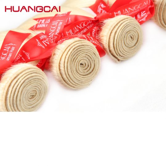 Huangcai Hair 613 honey Blonde Brazilian Hair weaves Bundles Straight Human Hair Extension 12inch To 24inch Non Remy