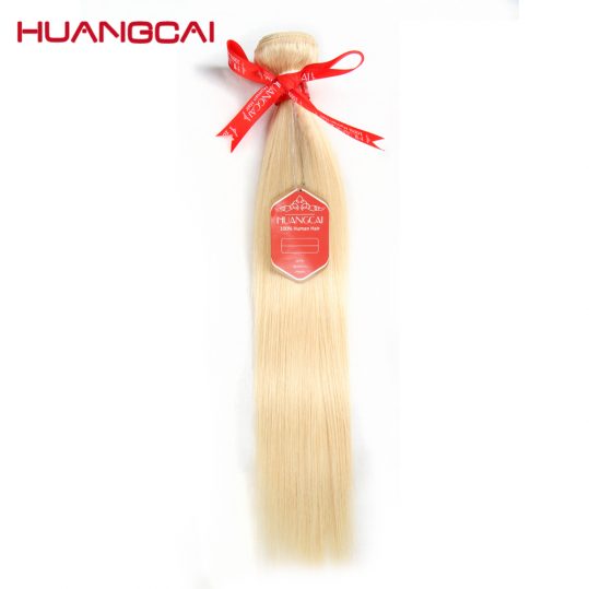 Huangcai Hair 613 honey Blonde Brazilian Hair weaves Bundles Straight Human Hair Extension 12inch To 24inch Non Remy