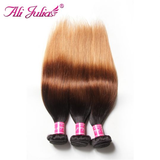 Ali Julia Brazilian Straight Ombre Human Hair Weave Bundles 16- 26 Inches Hair Extensions One Piece Non Remy Can Buy 3 or 4 PCS