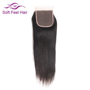 Soft Feel Hair Brazilian Straight Closure Free Part 4x4 Human Hair Lace Closure Natural Color Non Remy Hair 10-22 Inch