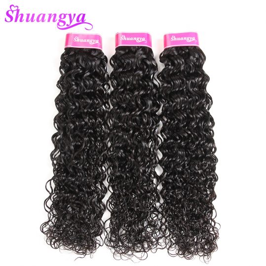 Shuangya Hair Brazilian Water Wave Hair Extensions 10-28Inch Natural Color Hair Weave Bundles 1PC Non Remy Can Buy More Bundles