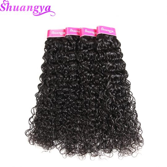 Shuangya Hair Brazilian Water Wave Hair Extensions 10-28Inch Natural Color Hair Weave Bundles 1PC Non Remy Can Buy More Bundles