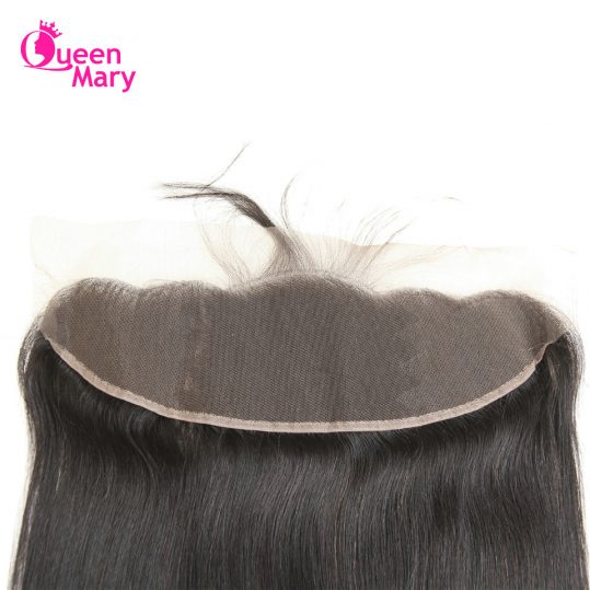 Queen Mary Brazilian Straight Hair Lace Frontal Closure With Baby Hair 13x4 Free Part Non-Remy Human Hair Bundles Shipping Free