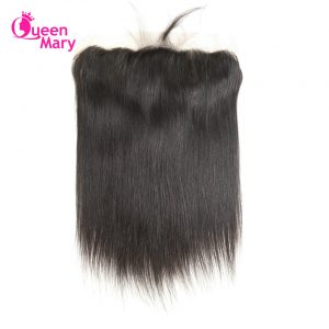 Queen Mary Brazilian Straight Hair Lace Frontal Closure With Baby Hair 13x4 Free Part Non-Remy Human Hair Bundles Shipping Free