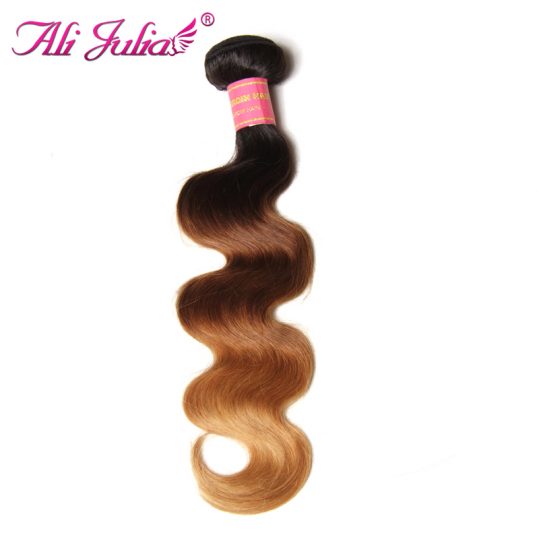 Ali Julia Products Brazilian Ombre Body Wave One Piece Human Non Remy Hair Bundles Color 1B427 16 Inches to 26 Inches Extension