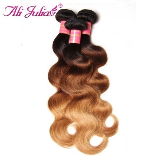 Ali Julia Products Brazilian Ombre Body Wave One Piece Human Non Remy Hair Bundles Color 1B427 16 Inches to 26 Inches Extension