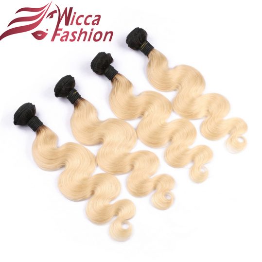 Dream Beauty  Non-Remy 1B/613 Ombre Brazilian Hair Weave Bundles 1 PC Body Wave 2 Tone Black Blonde Human Hair Weft 8-28 Inch