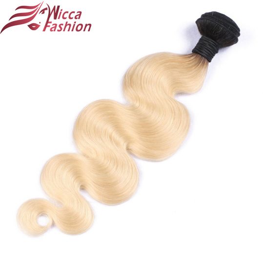Dream Beauty  Non-Remy 1B/613 Ombre Brazilian Hair Weave Bundles 1 PC Body Wave 2 Tone Black Blonde Human Hair Weft 8-28 Inch