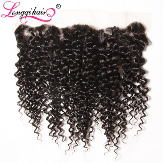 Xuchang Longqi Beauty Hair Company NonRemy Hair Brazilian Curly Lace Frontal Closure Natural Black Human Hair 10-20 Inch