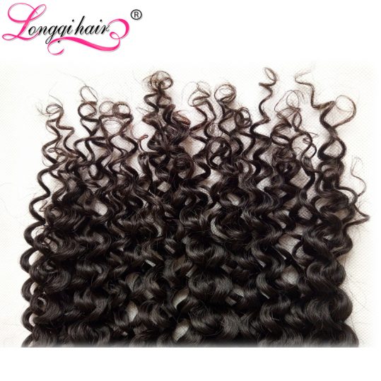 Xuchang Longqi Beauty Hair Company NonRemy Hair Brazilian Curly Lace Frontal Closure Natural Black Human Hair 10-20 Inch