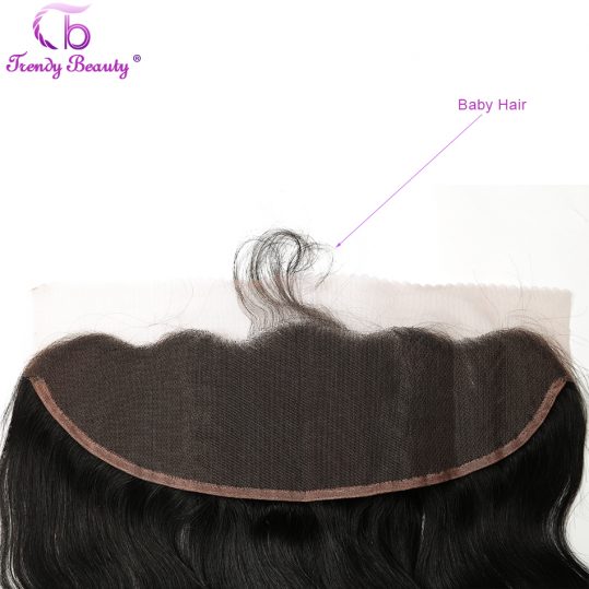 Trendy Beauty 13x4 Brazilian Body Wave Ear to Ear Pre Plucked Lace Frontal Closure With Baby Hair Non-Remy Hair Free shipping