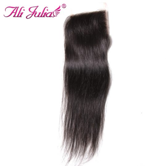 Ali Julia Human Hair Straight Lace Closure Free Part Non Remy Natural Color 10-20 Inches