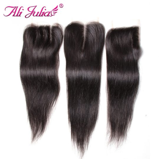 Ali Julia Human Hair Straight Lace Closure Free Part Non Remy Natural Color 10-20 Inches