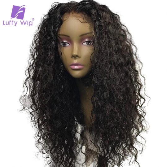 Luffy Curly Human 5x4.5 Silk Base Full Lace Wig Glueless With Baby Hair Pre Plucked Natural Hairline Non Remy Brazilian Hair