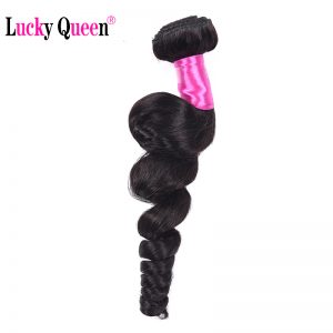 Loose Wave Brazilian Hair Weave Bundles Lucky Queen Hair Products Human Hair Extensions Natural Black Color 1PC Non Remy Hair