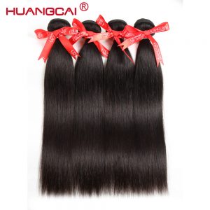 Huangcai Hair Brazilian Straight Hair Weave 100% Human Hair Bundles Natural Color 8 to 28 Inch Non Remy  Hair Extension