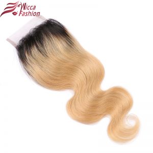Dream Beauty Ombre Lace Closure Brazilian Body Wave Closure 1B/27 Blonde Free Part 4x4 inch Two Tone Non Remy Human Hair