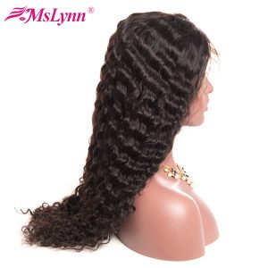 Mslynn Pre Plucked Lace Front Human Hair Wigs For Black Women Deep Wave Brazilian Wig With Baby Hair Non Remy Hair Natural Black