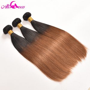 Ali Coco Hair Ombre Brazilian Hair Straight Bundles 1B/27 2 Tone Non Remy Human Hair Weave 1 Piece Free Shipping