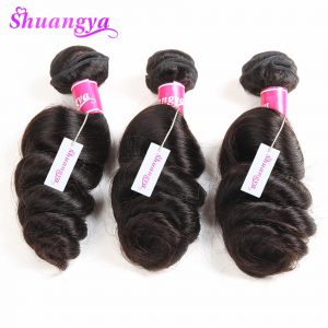 Shuangya Hair Brazilian Loose Wave Hair Extensions 1 piece/lot 10-28Inch Natural Color Non Remy 100%Human Hair bundles free ship