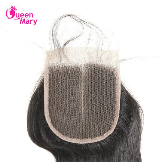 Queen Mary Brazilian Body Wave Lace Closure Non-Remy Hair Natural Color 100% Human Hair Middle Part 4''x 4'' Free Shipping
