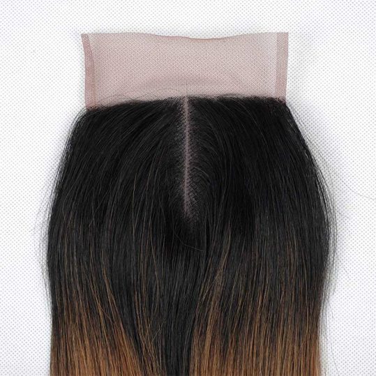 Blonde 1B 30 Ombre Closure Brazilian Straight Weave 4*4 10''-18'' Hand Tied Shining Star Human Hair Ombre Closure Non Remy Hair