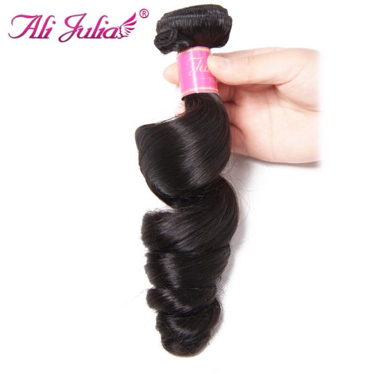 Ali Julia Brazilian Loose Wave Hair Bundles Natural Black Human Hair Weaves 16 inches to 26 inches Non Remy Hair Extension