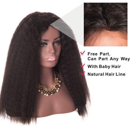 Mslynn Hair Kinky Straight Wig Glueless Lace Front Human Hair Wigs For Black Women Non Remy Brazilian Hair Natural Hairline